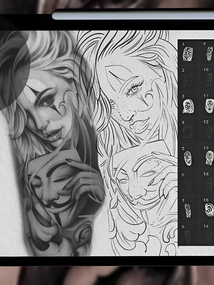 Procreate Chicano Tattoo Stencil Brush