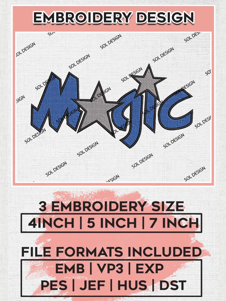 Orlando Magic Embroidery Design, NBA Magic Embroidery Designs, Orlando Magic Embroidery Design Files, NBA Logo Machine Embroidery, NBA Embroidery Design, Digital Download