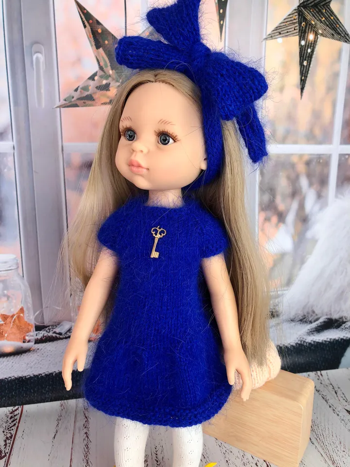 Ukrainian Dress and Cardigan PDF knitting pattern & tutorial for 13'' doll, Paola Reina Ruby Red Les Cheries, Boneka, english tutorial