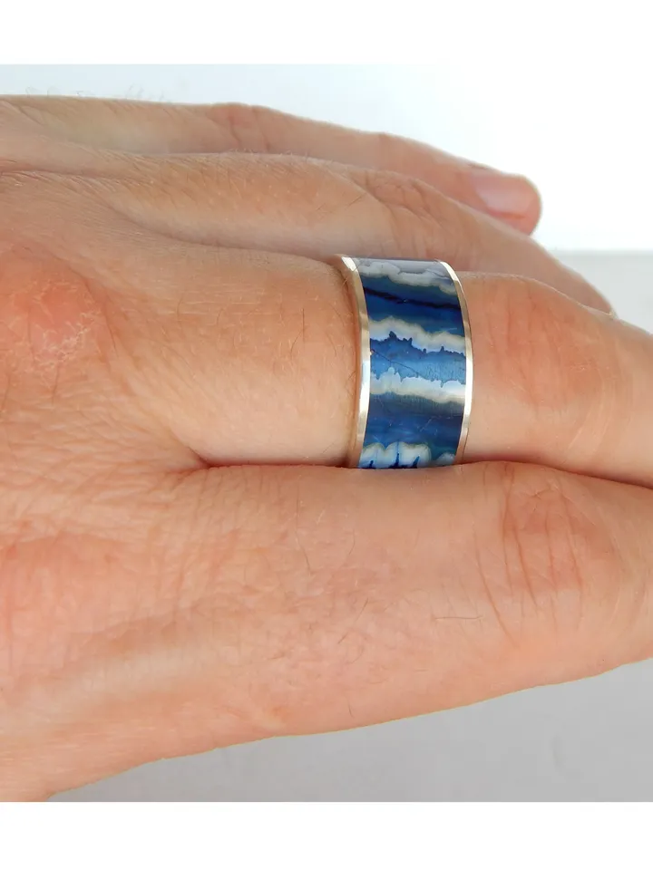Unique ring made of silver and mammoth tooth. Exclusive gift for a man.
