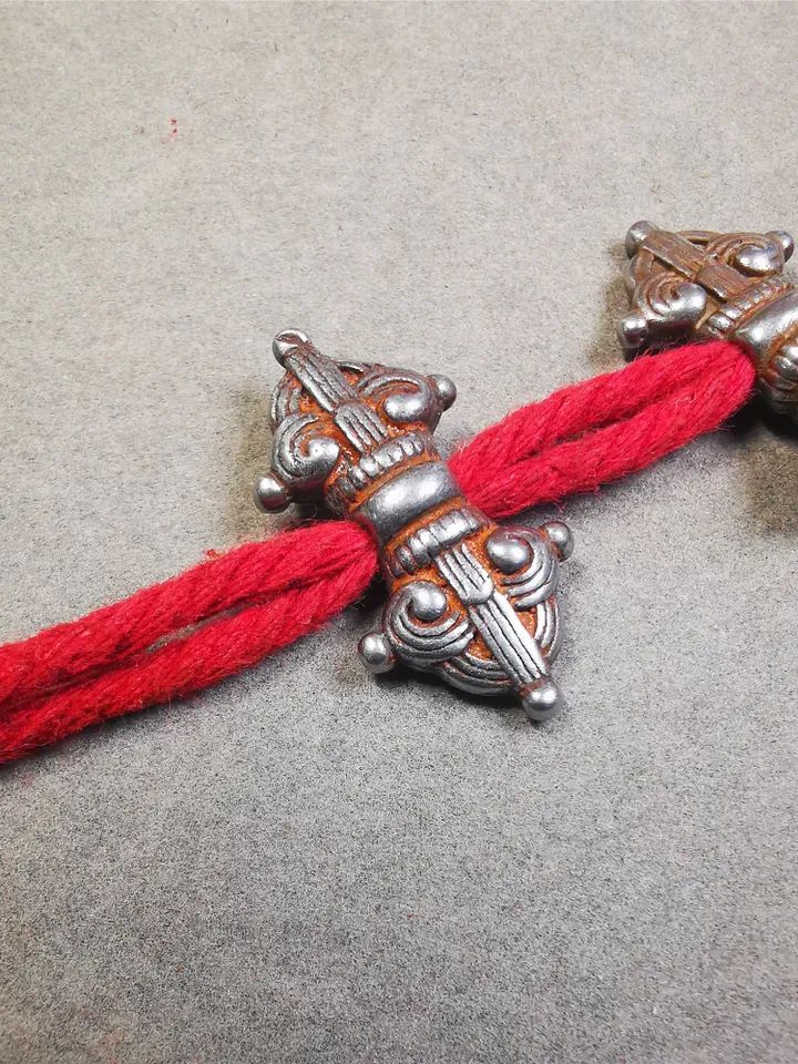 Gandhanra Handmade Tibetan Amulet, Big Size Vajra and Dorje Bell Pendant, Marker Bead for Mala Accessories, Made of Cold Iron
