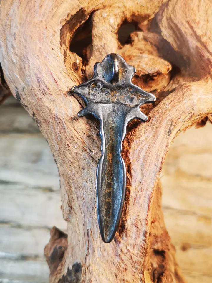Gandhanra Antique Cross Vajra Phurba Amulet,Kila,Kilaka Pendant,Made of Thokcha,70 Years Old