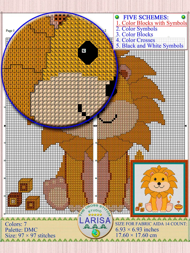 Lion Cub Cross Stitch Pattern | Delightful King of Beasts Design