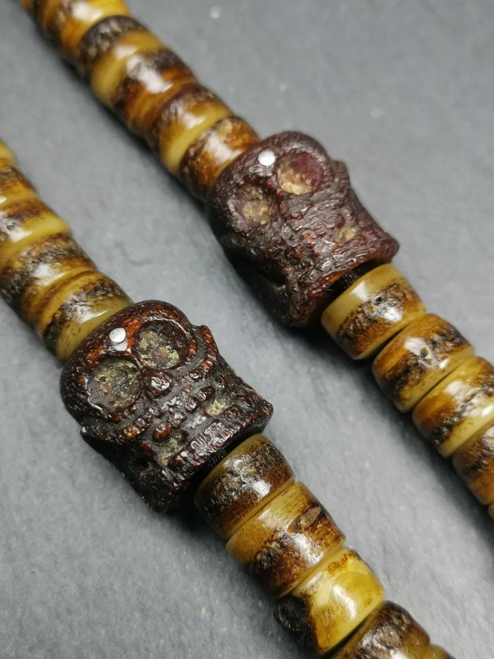 Gandhanra Handmade Tibetan Citipati Kapala Bone Skull Spacer Bead for Mala,Prayer Bead Pendant Accessories,21 × 20mm