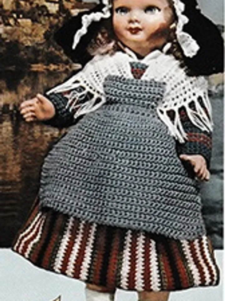 Vintage Crochet Pattern Dress for Doll Auvergne Doll Pattern Digital Download PDF