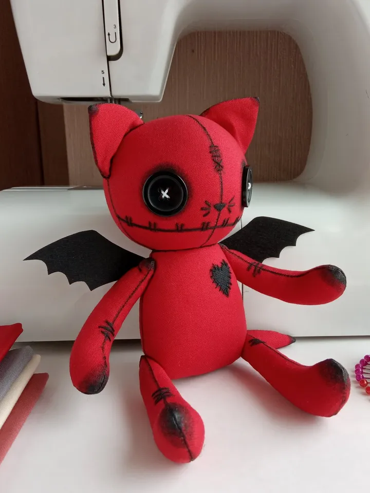 Handmade Cat Doll – Red