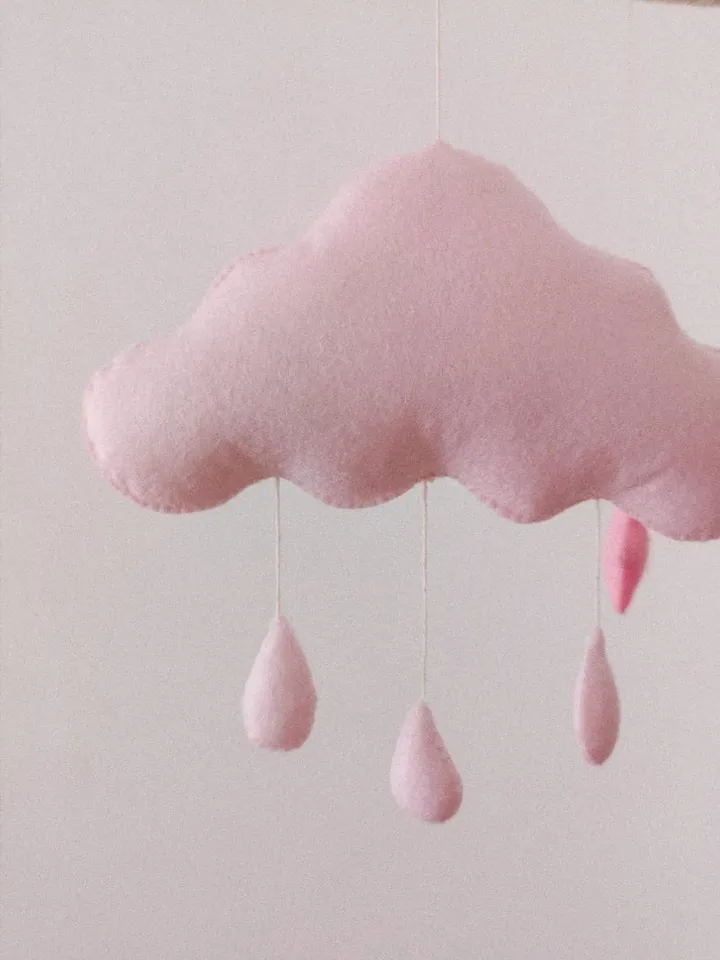 Three Cloud and stars Baby Mobile, Nursery Decor
