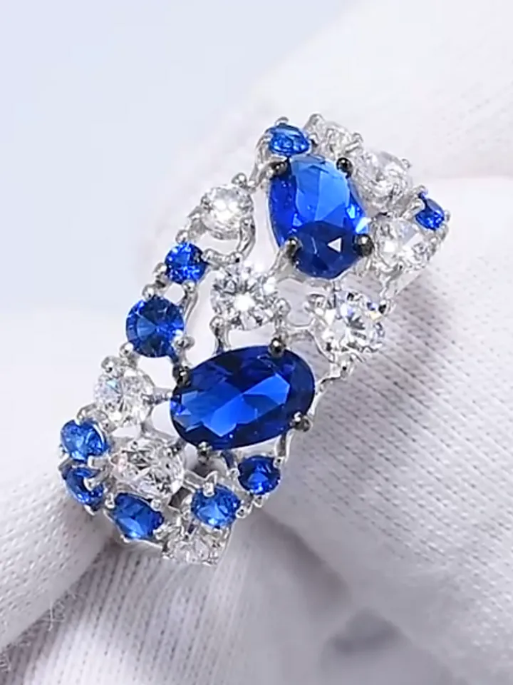 Silver ring for women 925 assay value with cubic zirconia stones, silver