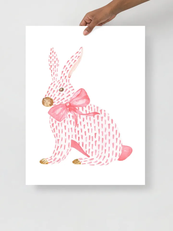 Pink Chinoiserie Set of 3 Art Prints, Watercolor Painting, Asian Vase Art, Rabbit Painting, Pink Bow Art, Ginger Jar, Chinoiserie Set Print