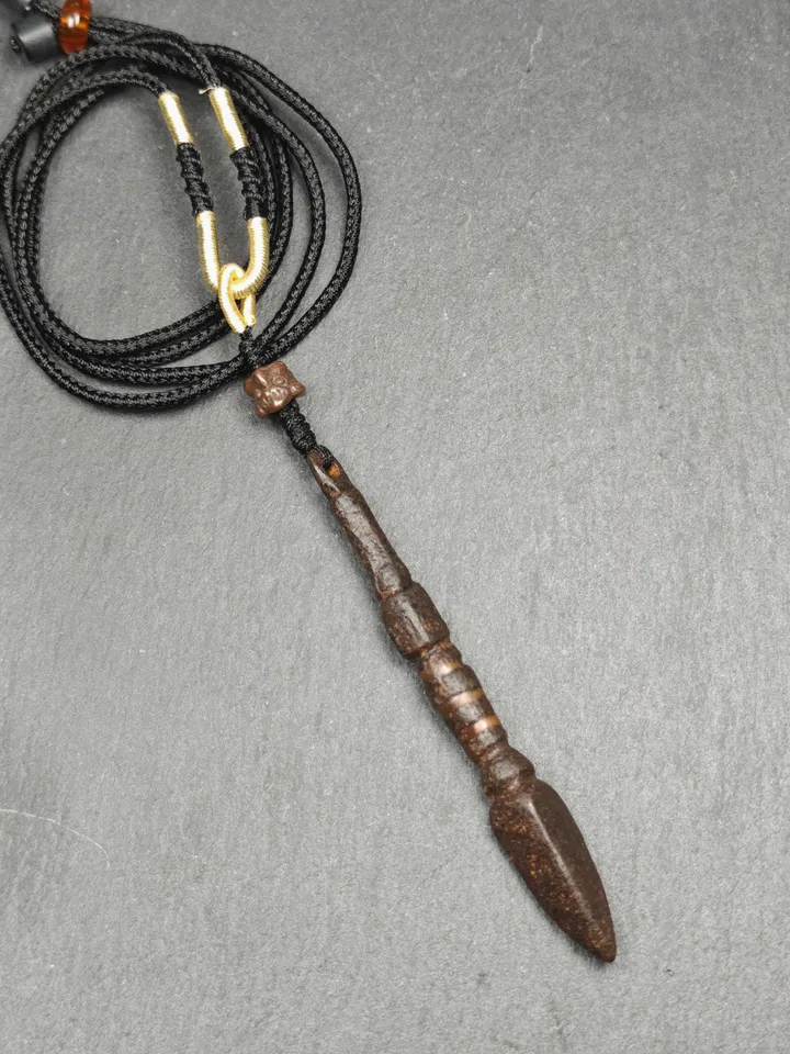 ONLE 1 - Gandhanra Authentic Old Phurba Amulet - Tibetan Ritual Kila Pendant - Made of Thokcha - 76mm Length