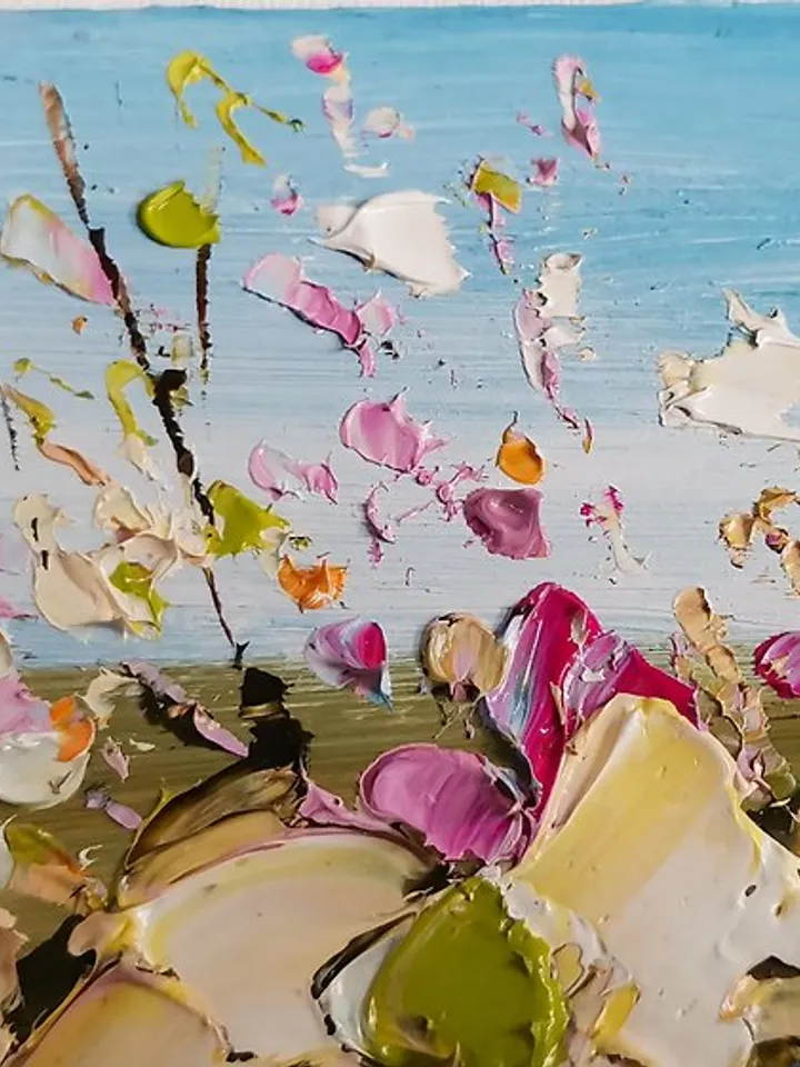 Sakura Painting Original Art 日本開花櫻桃 手工油畫 掛畫 微型油画 Landscape Painting