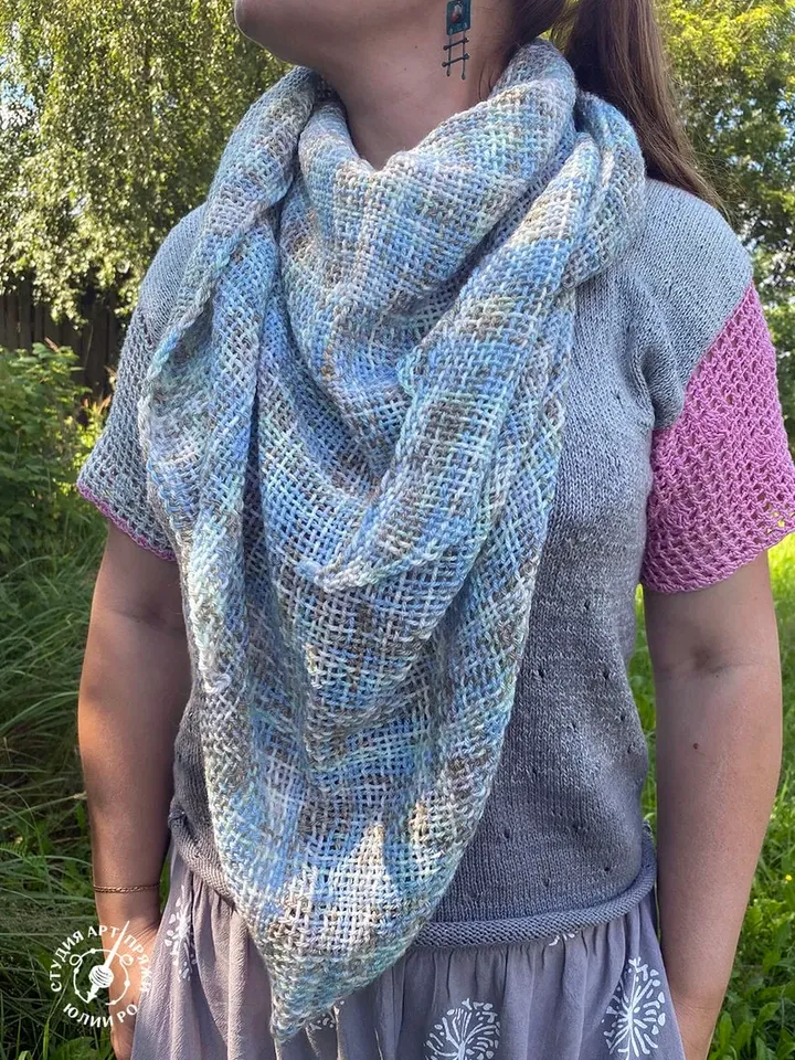 Hand Woven Shawl "Sea pebbles"