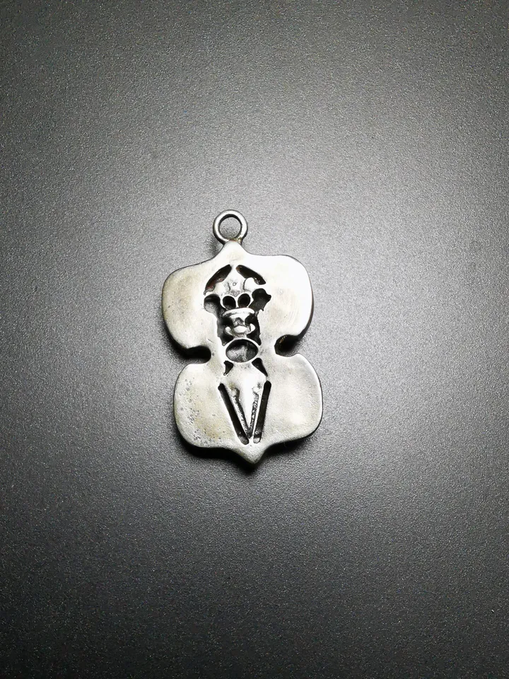 Gandhanra Antique Tibetan Buddhist Protective Pendant,Vajra Dorje Amulet (Vajrayana) ,the Protector of Buddha, inlaid with Sliver