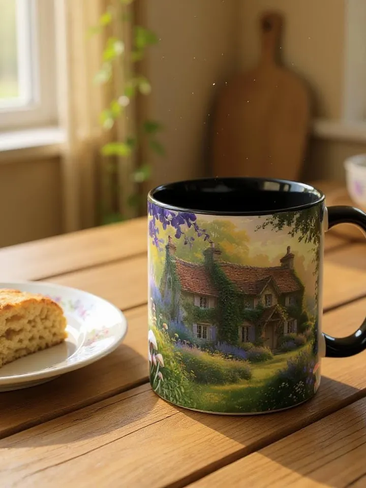 Chateaucore Floral Mug, French Cottagecore Tea Cup, Rustic Charm Coffee Cup, Vintage Farmhouse Gift, Wildflower Kitchen Decor, Gift For Her