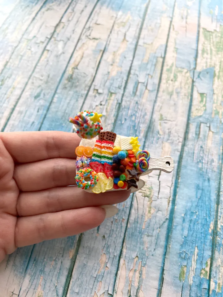 Miniature Rainbow Charcuterie Board with Polymer clay Souvenir
