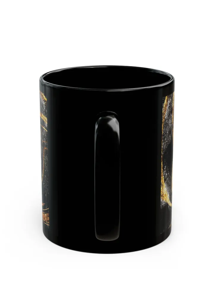 Black and Gold Accent Mug | Luxury Coffee Cup | Modern Black Gold Ceramic Mug | Stylish Gift for Coffee Lovers | Tea Mug with Gold Details