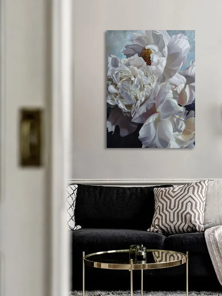 White peonies oil painting