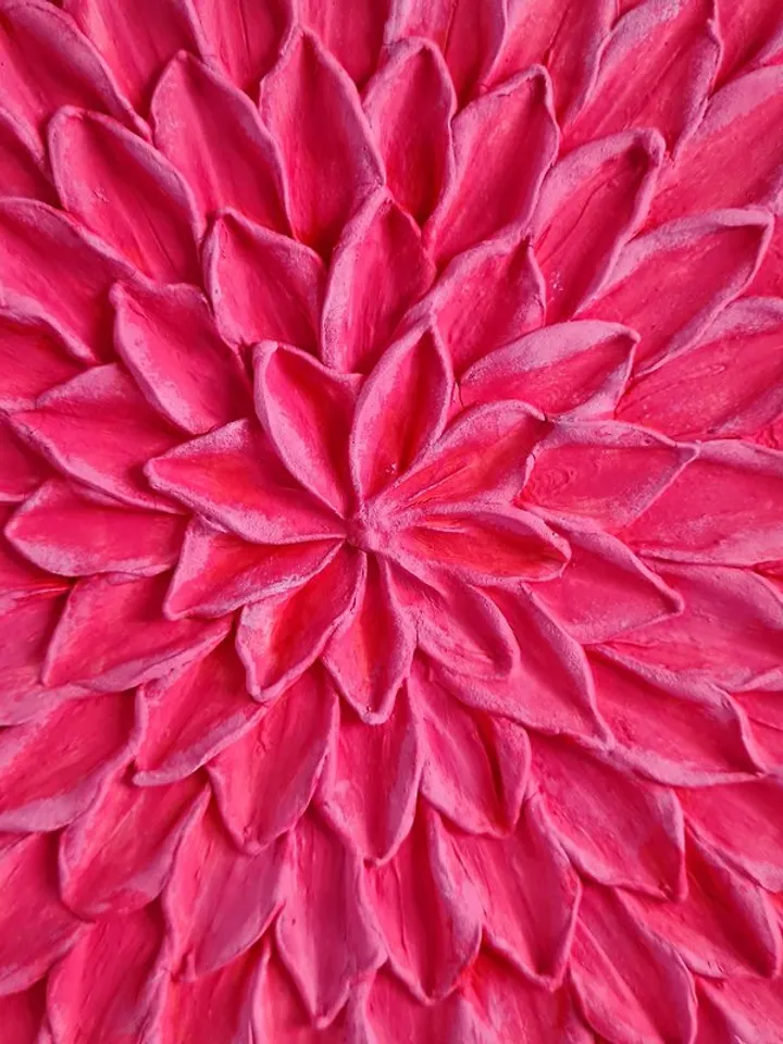 Coral wall art Handmade wall painting on canvas with floral textured 3D pattern