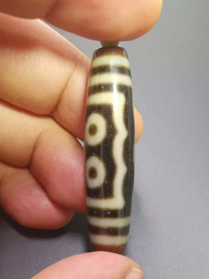 Gandhanra Antique Tibetan Dzi Bead(30 Years Old),Unique 5 Eyed Zee Bead,Protective Amulet Bead,Attract Wealth and Good Luck