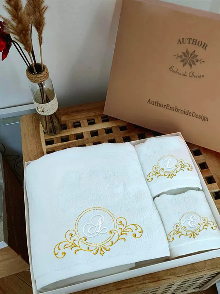 Scroll border embroidery designs Machine embroidery pattern 3 size, Embroidery files monogram frame, Vintage elegant decor towel #R4