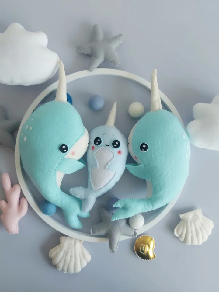 Baby mobile gender neutral for Nautical nursery decor, sea creatures crib mobile