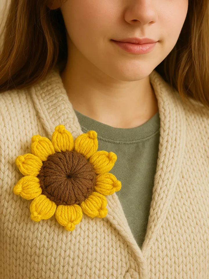 Amigurumi Sunflower Crochet Pattern, 3D Crochet Flower Plush, Stuffed Sunflower Applique PDF, DIY Floral Home Decor, Instant Download