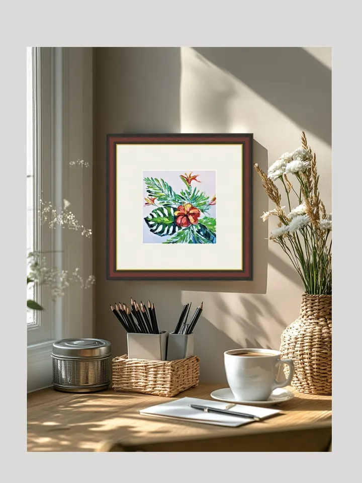 Original Oil Painting of Tropical Flower Exotic Red Flower Mini Oil Art for Home Decor