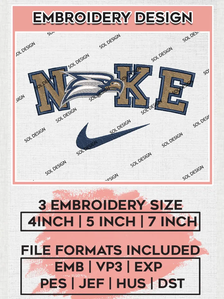 Nike Georgia Southern Eagles Machine Embroidery Design, NCAA Georgia Southern Eagles Embroidery Design files, NCAA Embroidery Designs, NCAA Machine Embroidery Designs, Digital Download