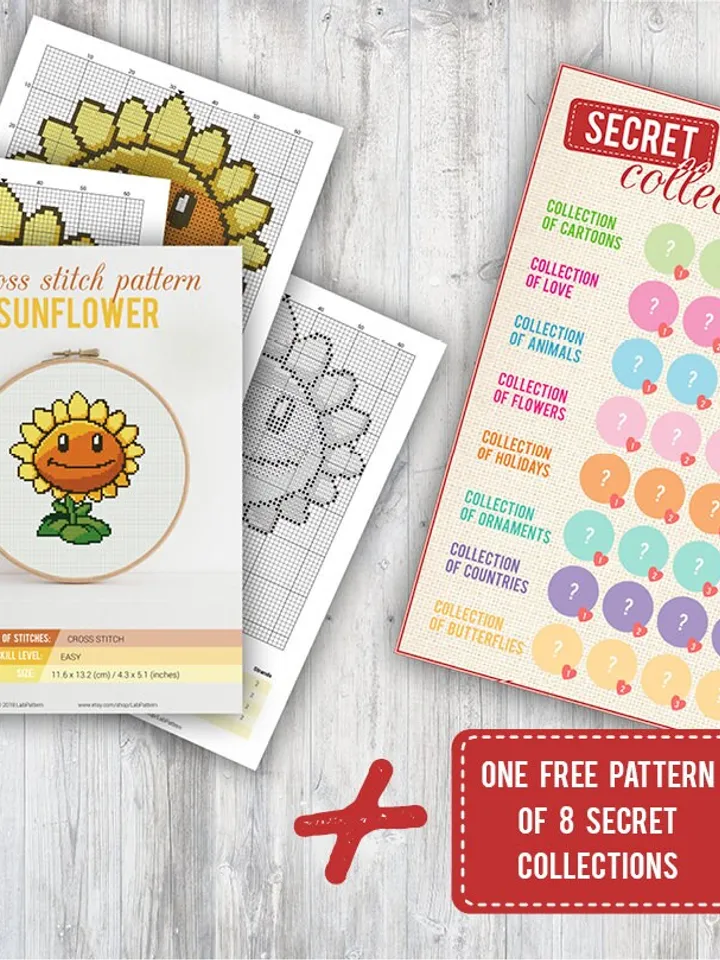 Cross stitch pattern Sunflower Cross stitch pattern Plants vs Zombies PDF Format Instant Download Home decor Modern