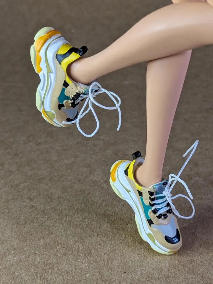 Beige, Green & Yellow sneakers for 11 inch female dolls (MH g1, g2, g3 or EAH)