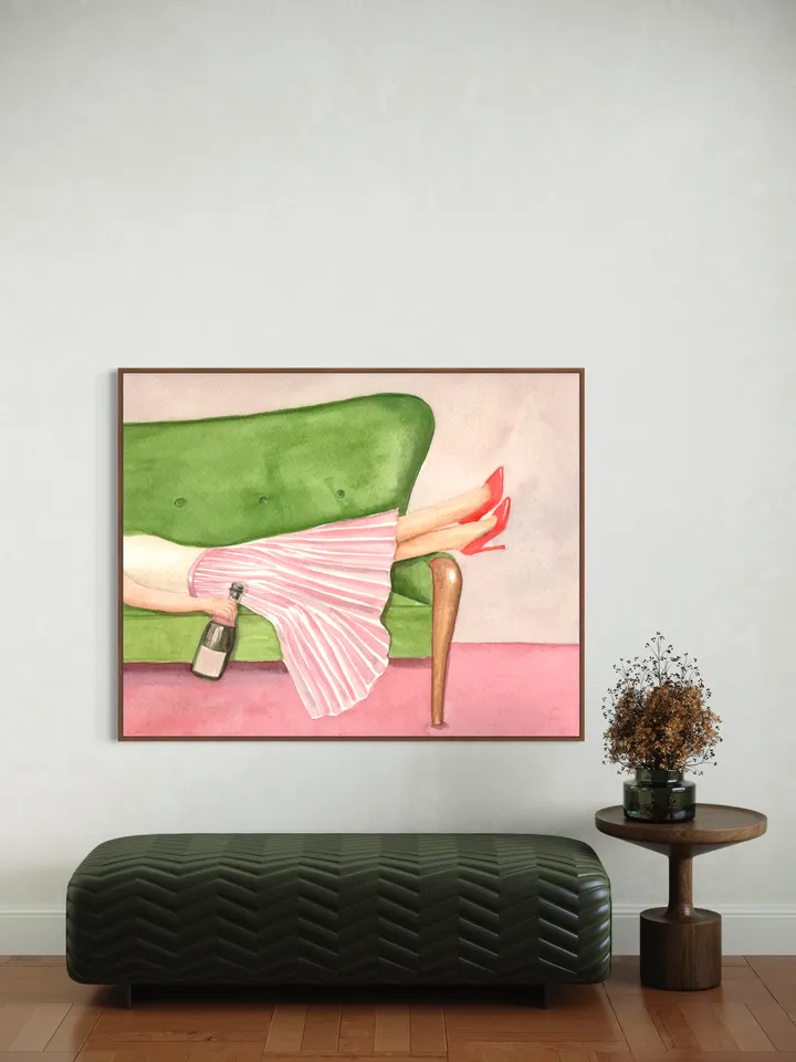 Women Drinking Champagne, Watercolor Painting, Home Bar Decor, Fashion Wall Art, Alcohol Poster, Champagne Lover Gift, Wine Poster Art