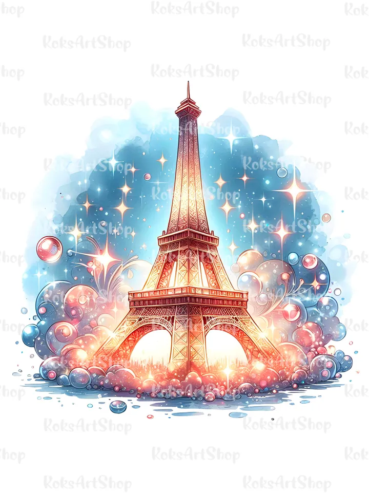 Eiffel Tower sublimation design, Eiffel Tower PNG clipart, Paris illustration, France PNG clipart