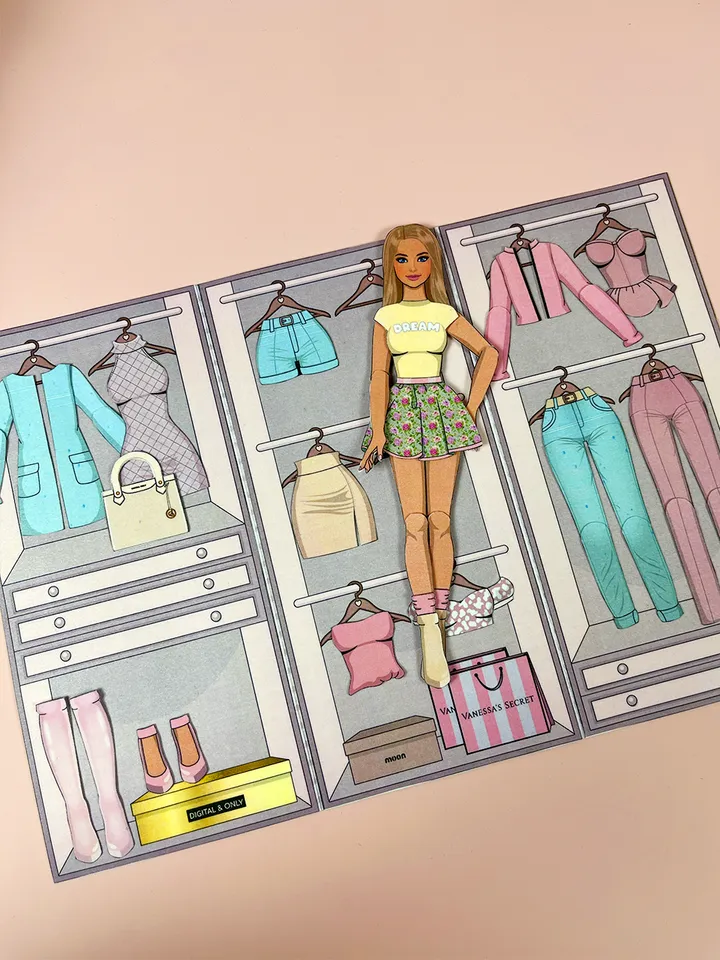 Spring wardrobe for paper Barbie