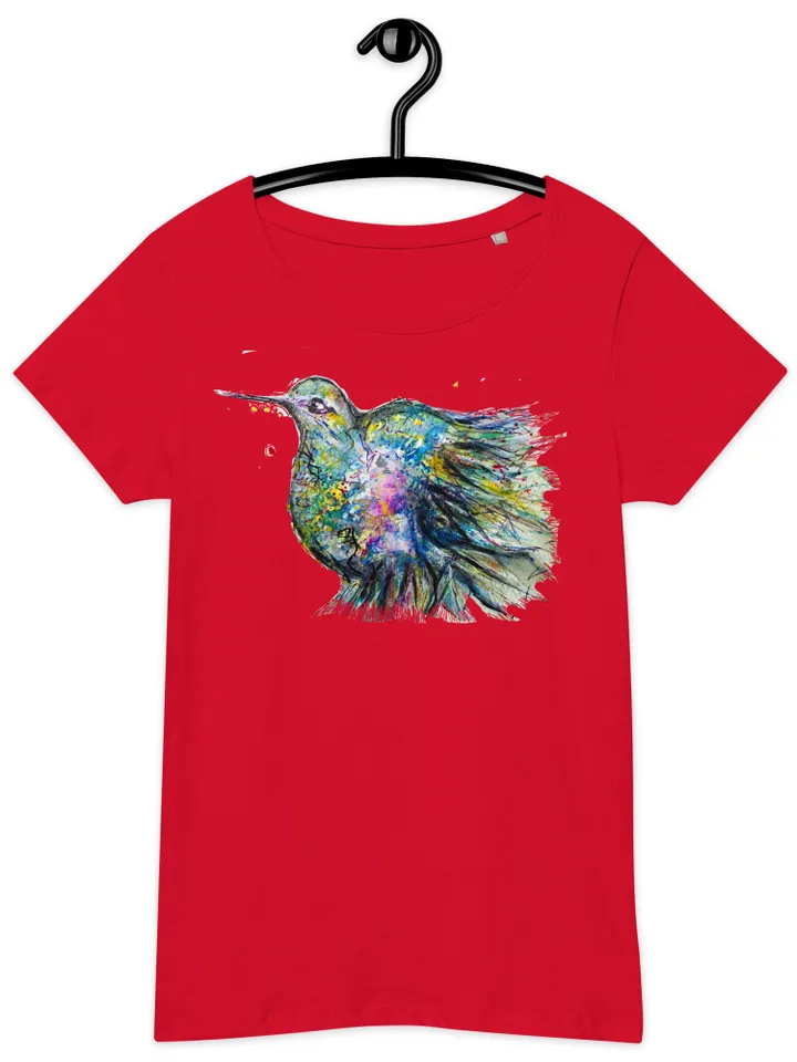 Hummingbirds Bird Women’s basic organic t-shirt made with my original watercolour painting