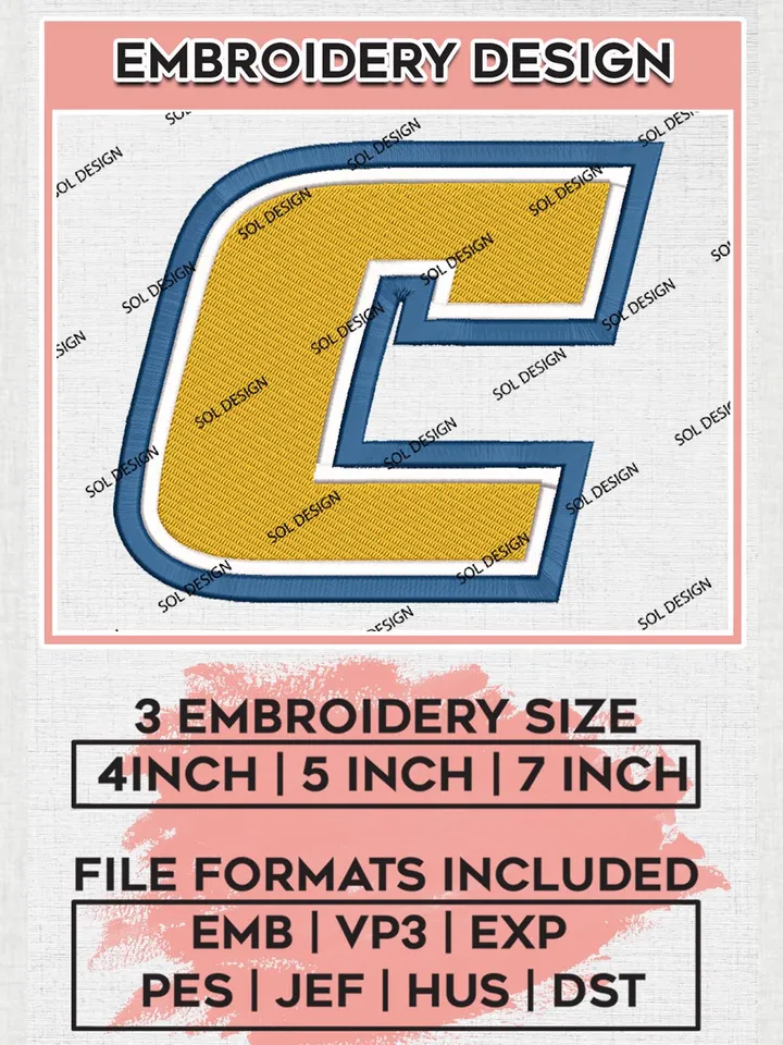 Chattanooga Mocs Logo Machine Embroidery Design, NCAA Chattanooga Mocs Embroidery Design Design files, NCAA Embroidery Designs, NCAA Machine Embroidery Designs, Digital Download