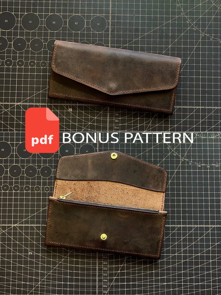 Pattern of a classic women's wallet - Pattern of a leather wallet - Download PDF & video TUTORIAL. Punch pitch 4 mm.