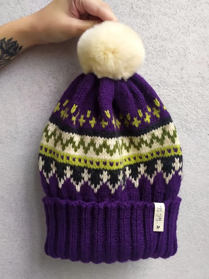 Warm winter bright handmade womens hat