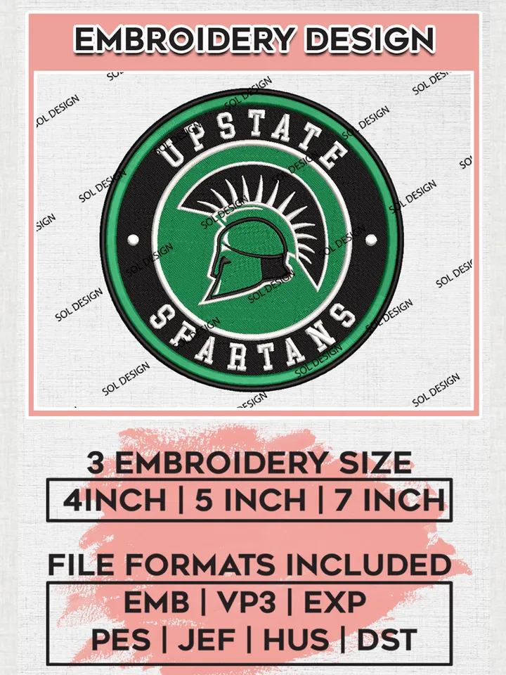 NCAA South Carolina Upstate Spartans Round Logo Embroidery, NCAA South Carolina Upstate Logo Embroidery files, NCAA Teams, Machine embroidery designs, Digital Download