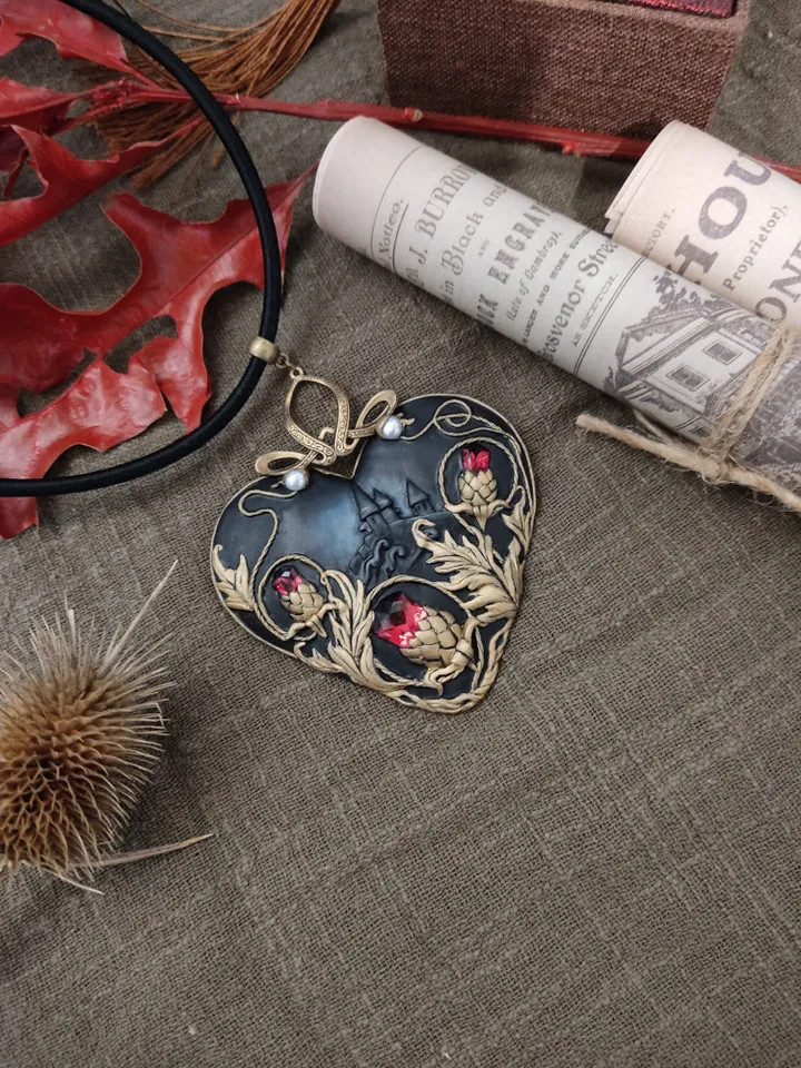 Necklace with Thistle, Rococo necklace, renaissance jewejry, Thistle Scotland