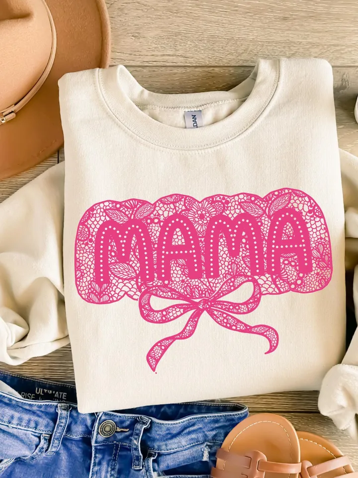 Lace Mama Coquette Png, Mama Png, Floral Mama Chinoiserie Png, Mama Varsity Png, Mothers Day Png, Gift for Mom, Lace Coquette Bow Png
