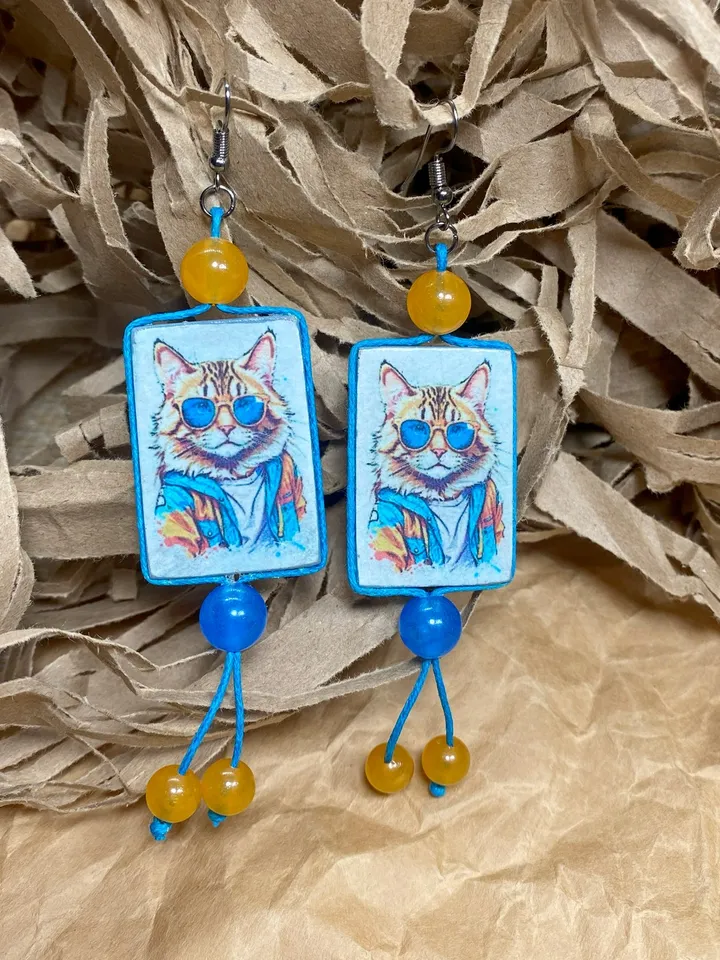 Handmade earrings. Designer jewelry. Bright, Funny, amusing earrings.