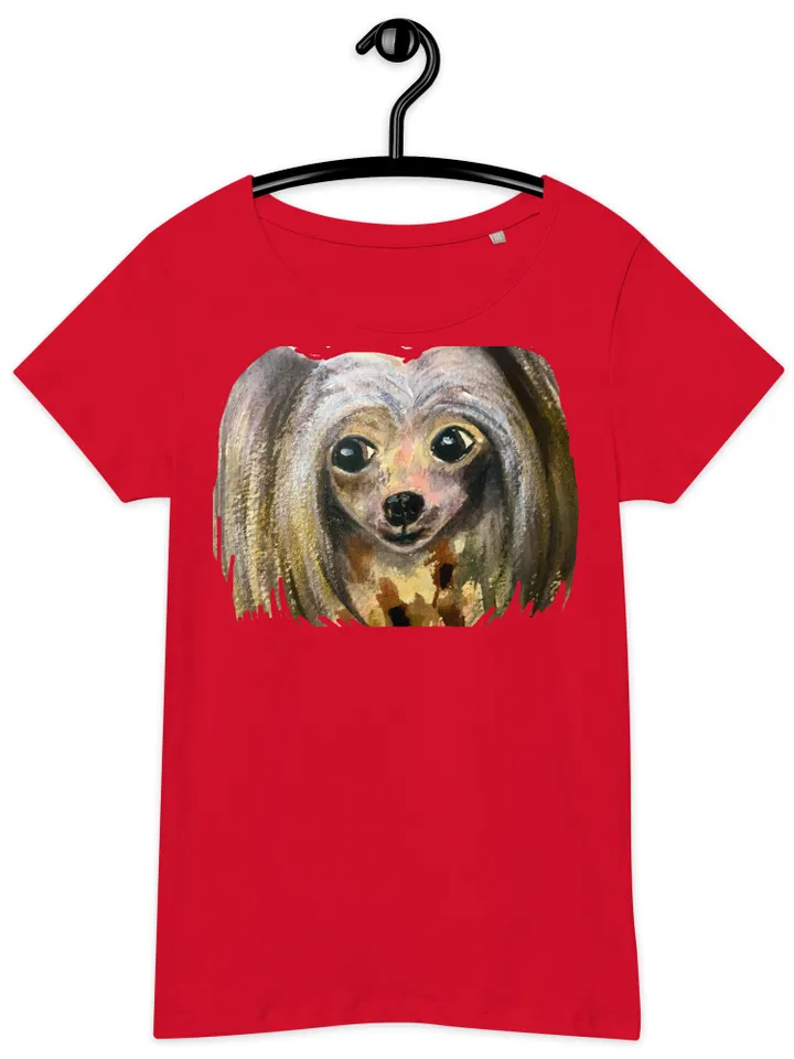 Chinese crested dog Women’s basic organic t-shirt made with my original watercolor painting,unique wearable gift for animals ,dogs lovers.