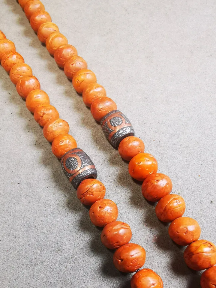 Gandhanra Handmade Tibetan Mala Spacer Beads,Cold Iron 3 Eyes Dzi Marker Beads for Prayer Beads Necklace Accessories,0.35&quot; × 0.43&quot;