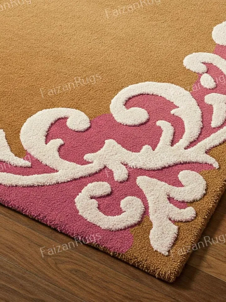 Buy Ornate border area rug, Floral rug, Handmade, Carving rug, hallway decor, Rug for livingroom, kitchen rug, Bedroom rug, 8x10 area rug.