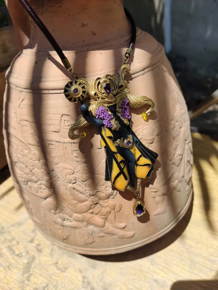 Sun Goddess Necklace, Sculpture Necklace, Unique Necklace, Collection Jewelry