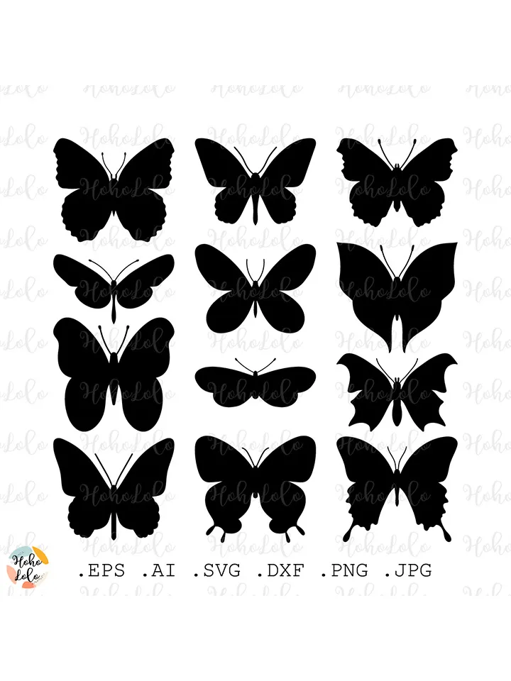 Butterfly Svg, Butterfly Silhouette, Butterfly Cricut, Butterfly Stencil Template Dxf