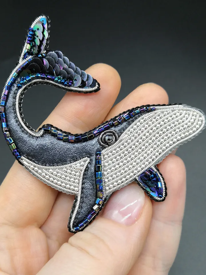 Blue whale brooch