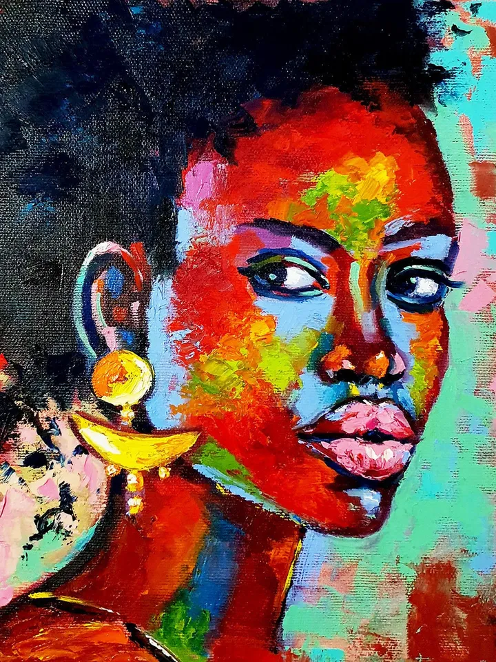 African woman oil painting