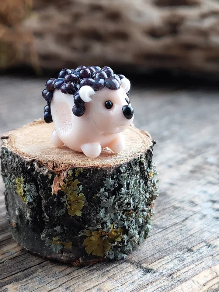 Hedgehog charm Hedgehog dread beads Hedgehog bead Hedgehog bracelet Glass Hedgehog BHB big hole bead Lampwork Hedgehog jewelry