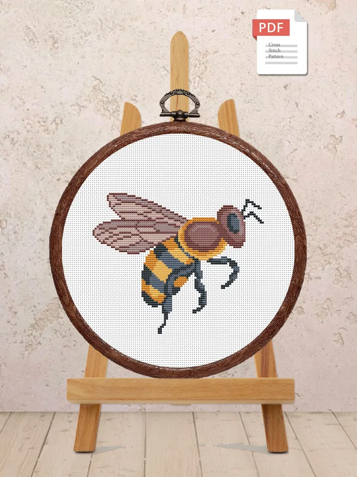 The Bee Cross Stitch Pattern, Summer Cross Stitch Pattern, Embroidery Bee, Insect Cross Stitch Pattern, Modern Cross Stitch Pattern #anm007